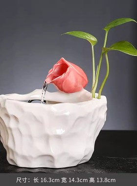 桌面自动循环流水创意陶瓷客厅摆件招财鱼缸室内加湿器猫咪饮水机