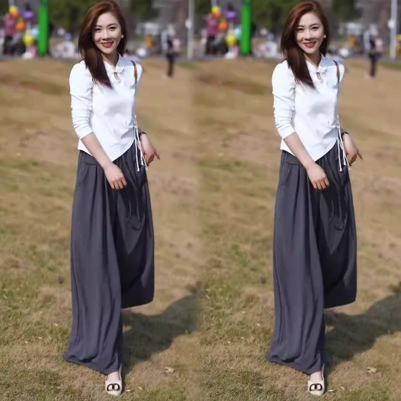 女士冰丝裙裤夏季阔腿裤长裤垂感中老妈妈薄款大码显瘦女,淘宝优惠券,粉丝福利购,淘宝优惠卷