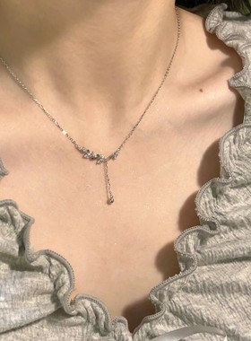 999纯银流苏麦穗项链女款轻奢小众高级感足银锁骨链2025新款爆款