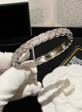 超闪菱格满钻手镯女法式轻奢高级设计感手环小众气质爆闪百搭手饰