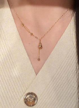 999纯银流苏小葫芦项链女高级感轻奢小众设计感锁骨链情人节礼物
