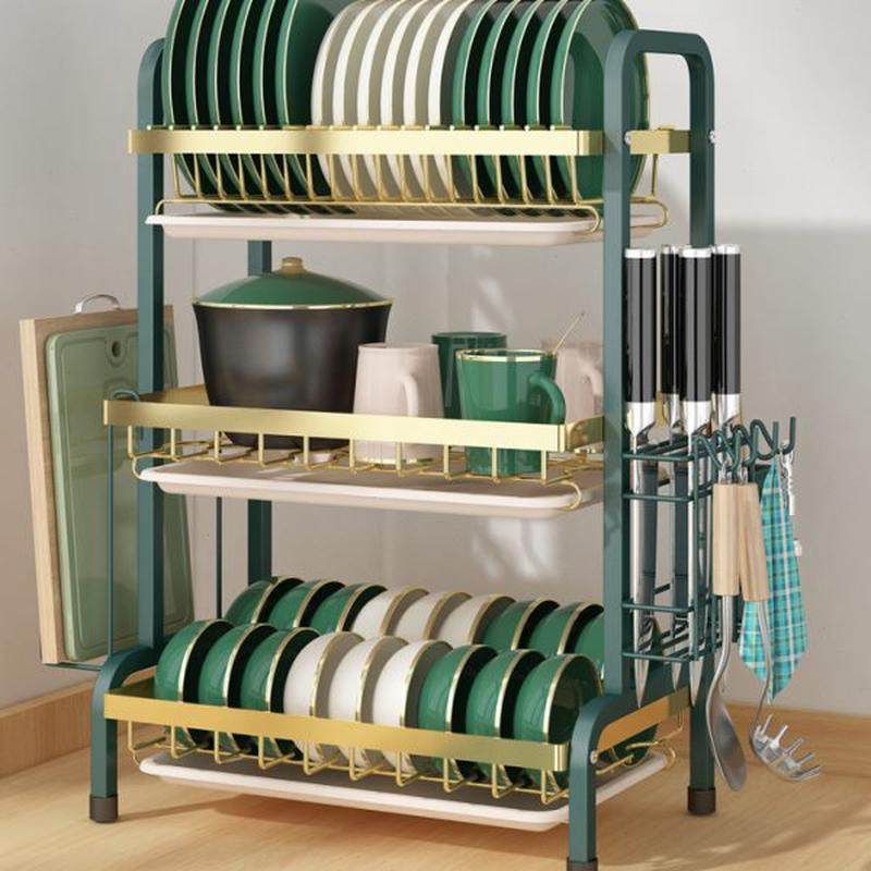 碳钢碗架沥水架晾放碗筷碗碟碗盘用品收纳盒厨房置物架3层,淘宝优惠券,粉丝福利购,淘宝优惠卷