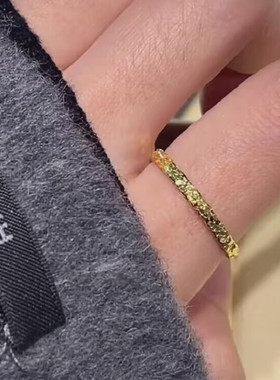 碎碎冰戒指女纯银999小众设计闭口素圈碎冰冰食指尾戒潮新年礼物