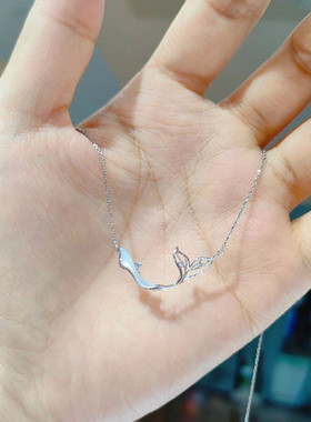 s999纯银美人鱼尾项链女轻奢小众高级感贝母锁骨链闺蜜情人节礼物