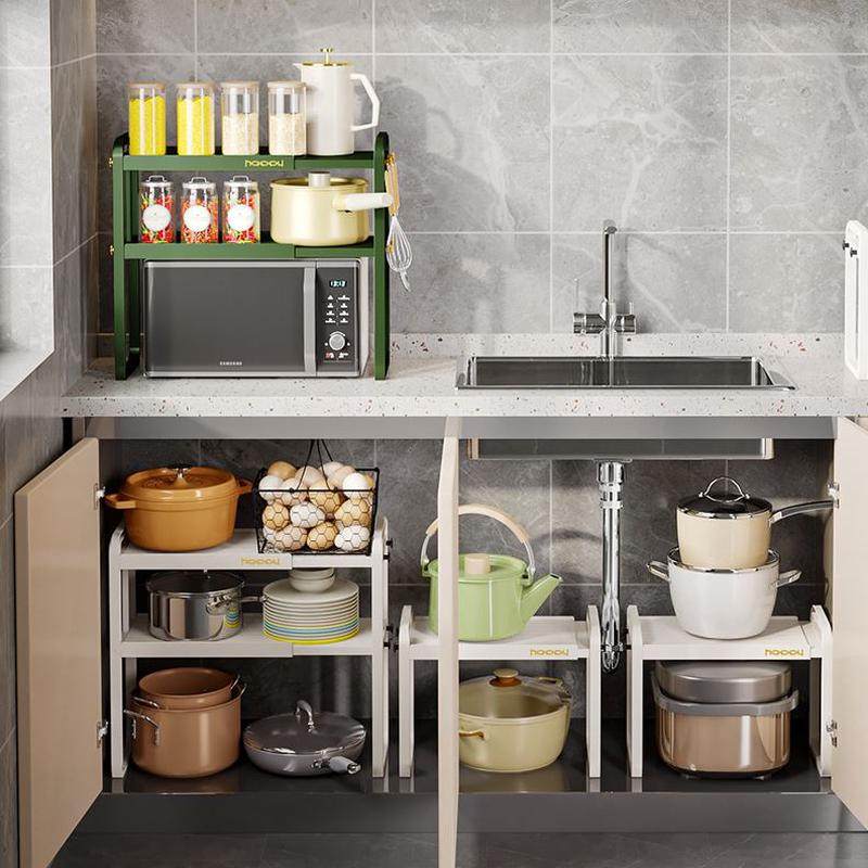 家用微波炉烤箱支架架子电饭锅厨房置物架可伸缩台面桌面收纳双层,淘宝优惠券,粉丝福利购,淘宝优惠卷