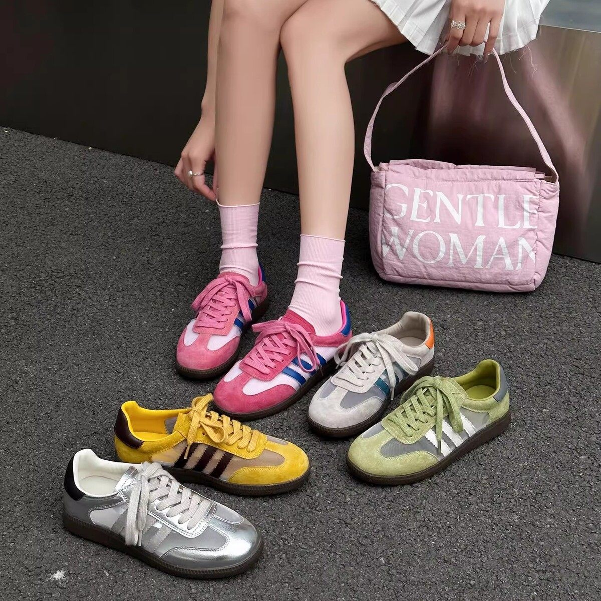 姗芮斯2025新款夏季网面透气德训鞋女百搭条纹拼色系带平底板鞋女,淘宝优惠券,粉丝福利购,淘宝优惠卷