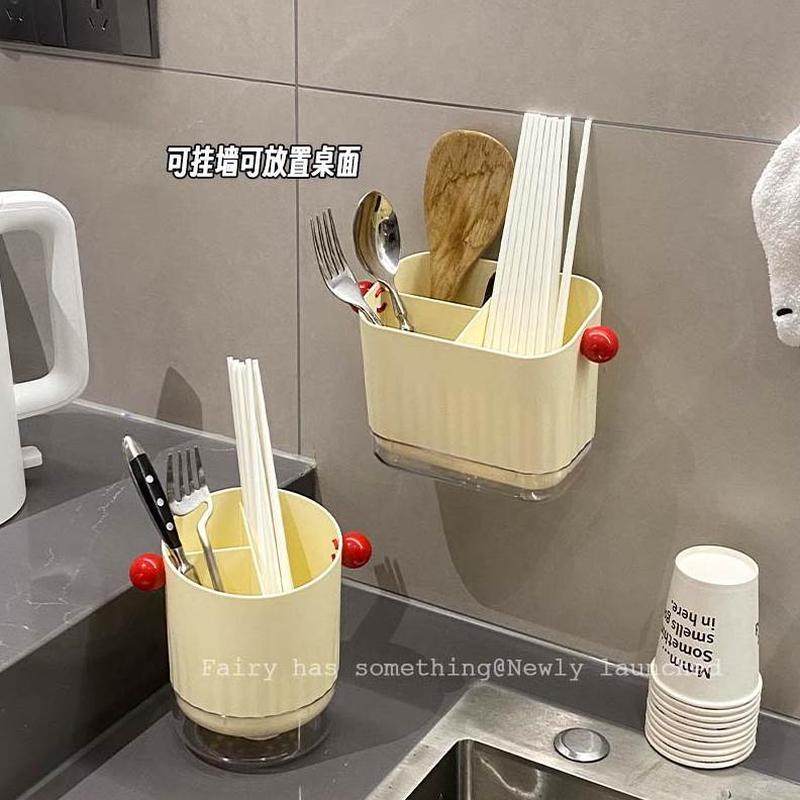 筷笼叉勺厨房沥水收纳架餐具一体免打孔多功能用品筒置物架壁挂式,淘宝优惠券,粉丝福利购,淘宝优惠卷