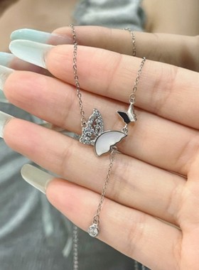 999纯银蝴蝶项链女款2024新款轻奢小众高级感正品夏日锁骨链礼物