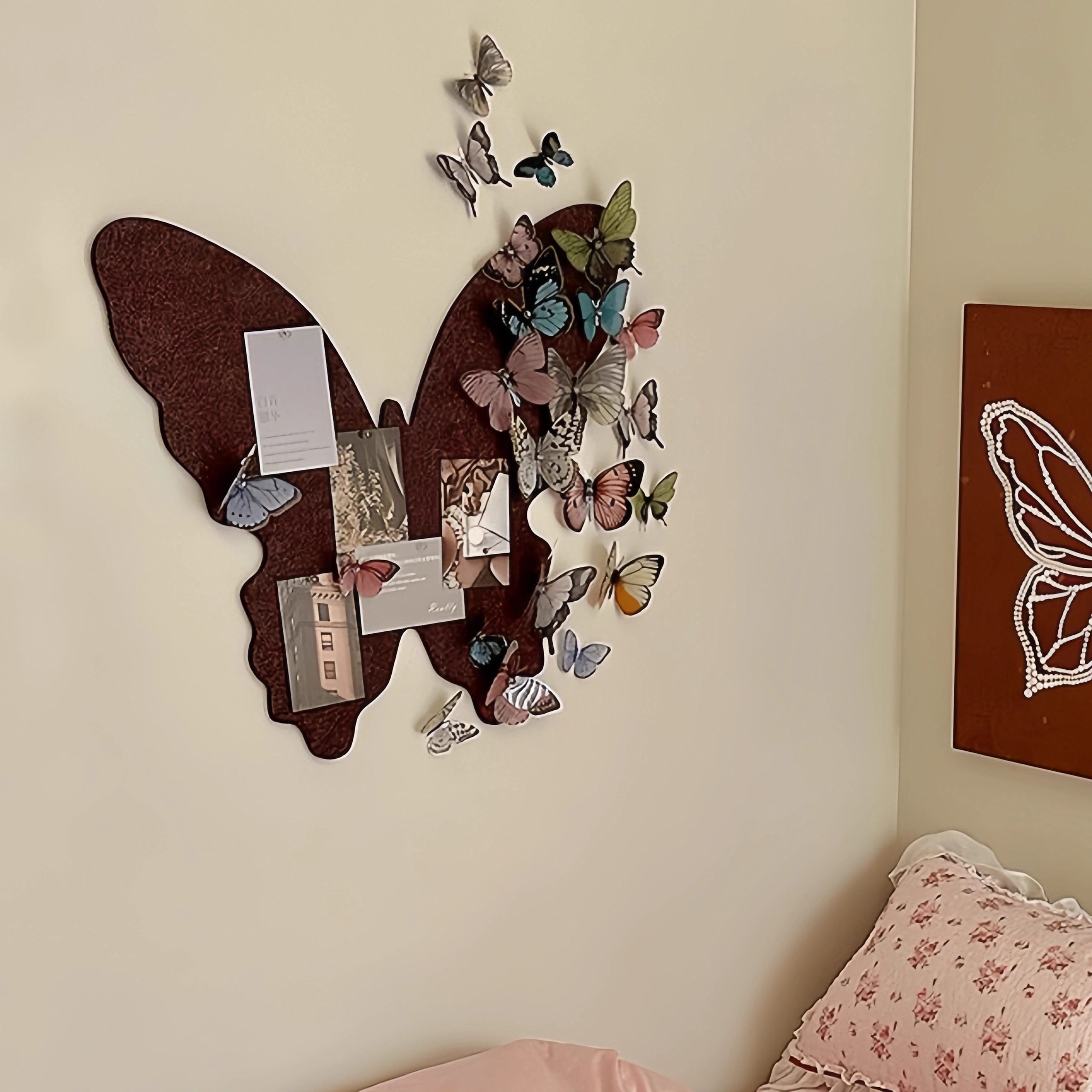 ins蝴蝶毛毡板照片墙宿舍收纳卧室客厅玄关布置墙面装饰背景墙贴,淘宝优惠券,粉丝福利购,淘宝优惠卷