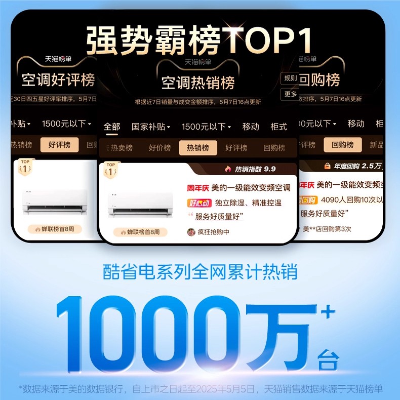 美的空调家用酷省电Pro大1P1.5匹一级能效家用变频挂机官方授权店