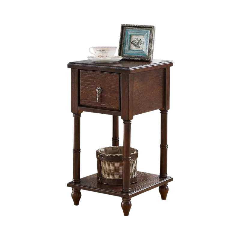 美式复古窄边纯实木床头柜方形柜角几欧式边桌床边柜边几实木,淘宝优惠券,粉丝福利购,淘宝优惠卷