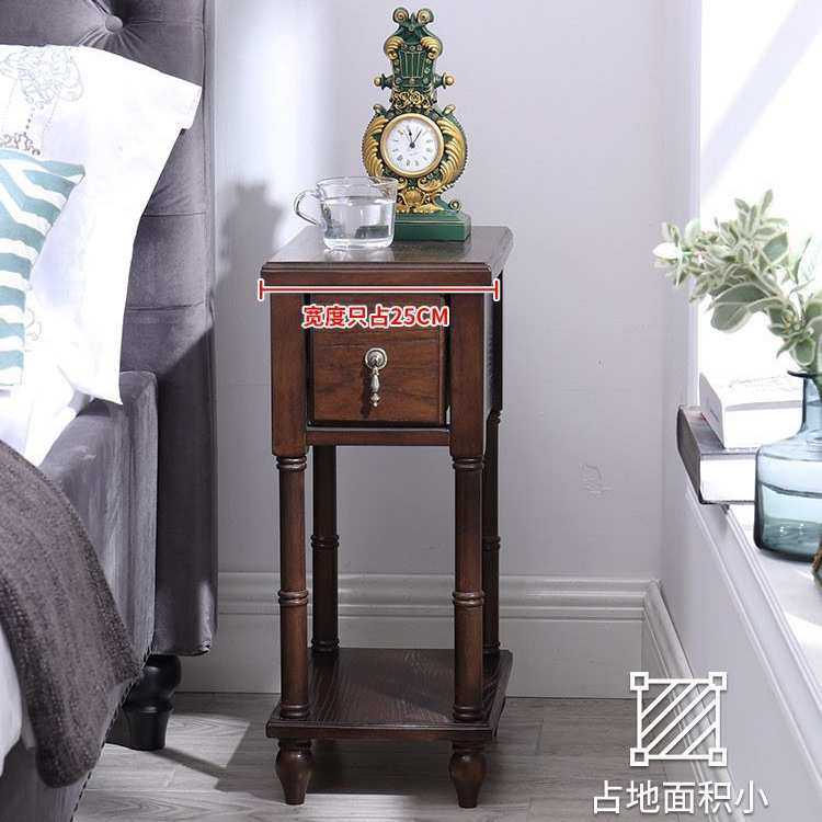 美式复古窄边纯实木床头柜方形柜角几欧式边桌床边柜边几实木,淘宝优惠券,粉丝福利购,淘宝优惠卷