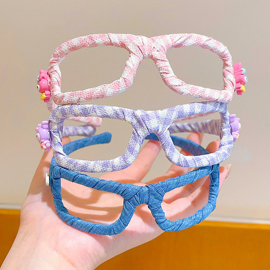 儿童牛仔眼镜框一体发箍高端2025新款女童洗脸压发发卡墨镜式头箍