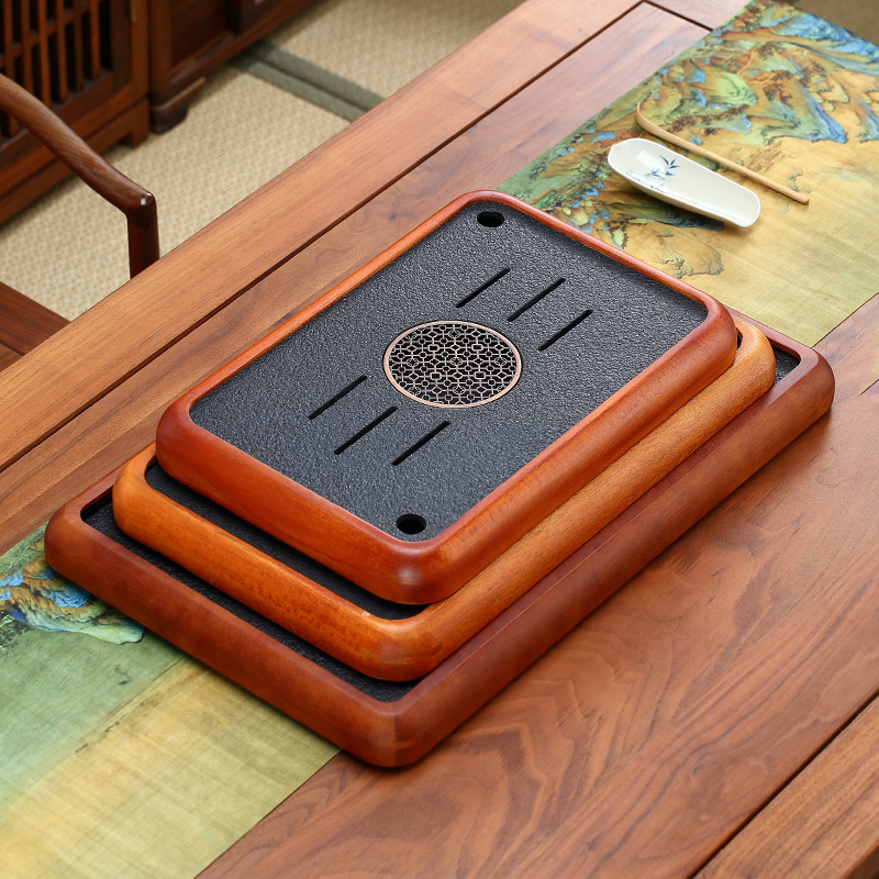 高档仿乌金石茶盘家用茶台沥水盘茶托盘茶具2024新款茶海套装干泡 - 图2