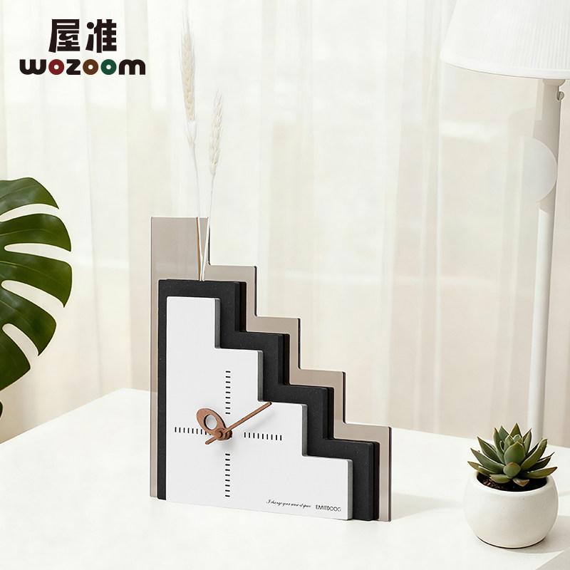 WOZOOM屋准北欧轻奢创意时钟入户玄关摆台式钟表客厅电视柜装饰品,淘宝优惠券,粉丝福利购,淘宝优惠卷