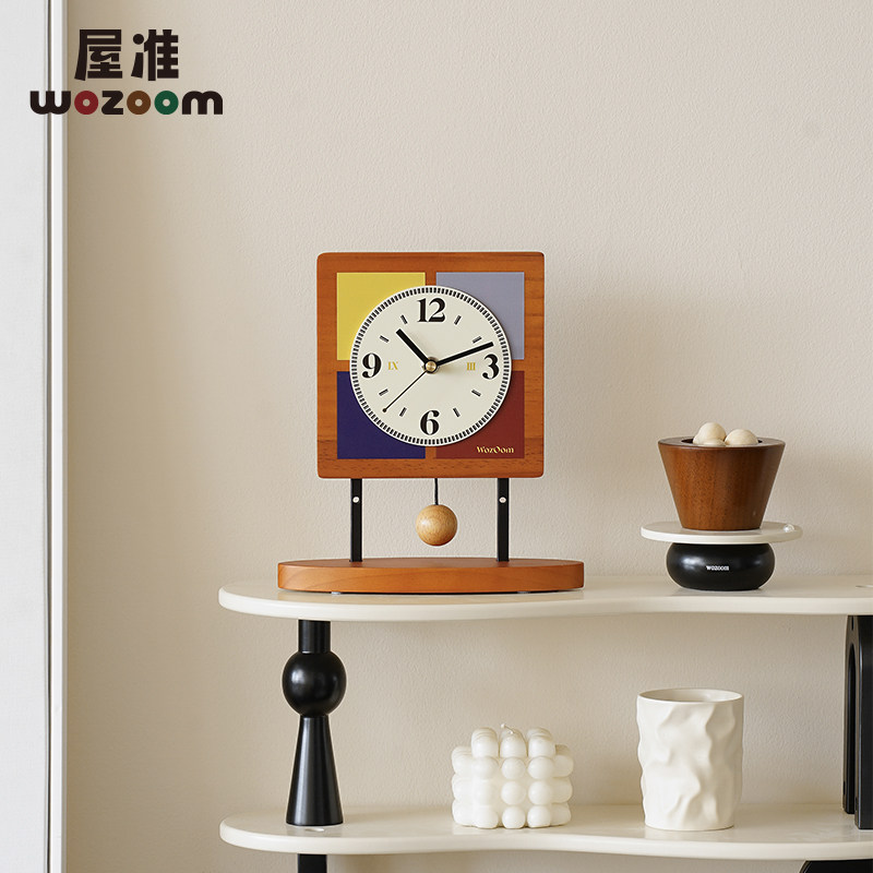 WOZOOM屋准桌面创意时钟摆件玄关摆台式座钟电视柜装饰品艺术钟表,淘宝优惠券,粉丝福利购,淘宝优惠卷