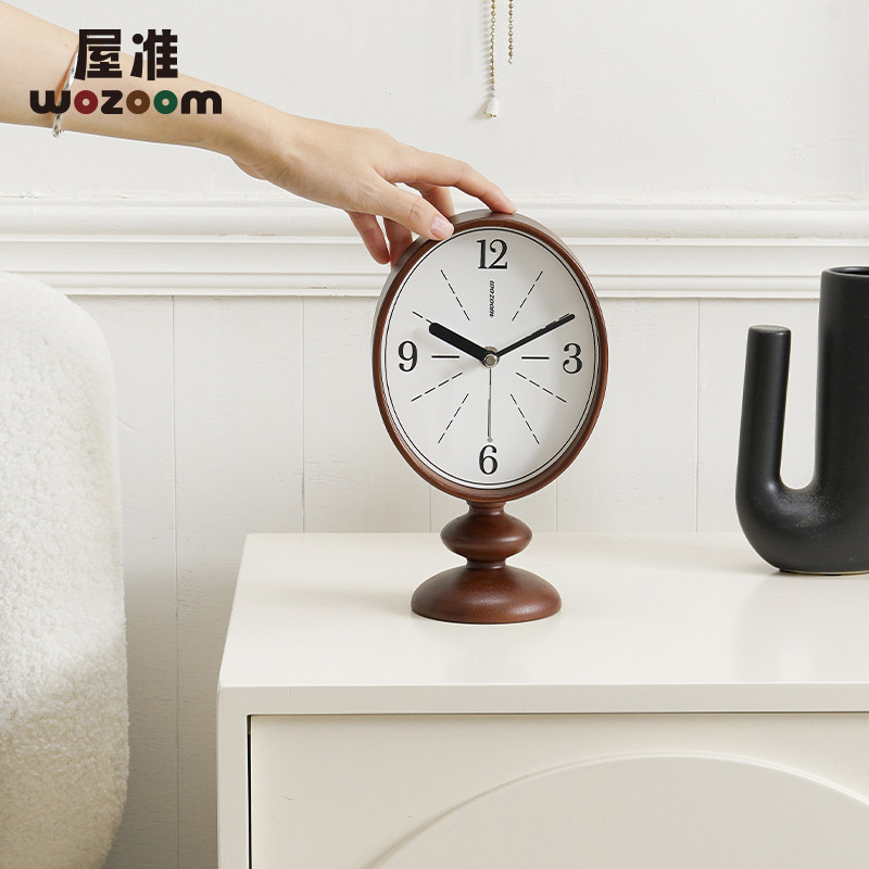 WOZOOM屋准创意中古风钟表复古座钟桌面高级感时钟摆件摆放式台钟,淘宝优惠券,粉丝福利购,淘宝优惠卷
