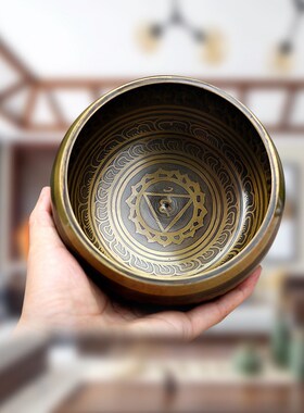 空铜颂钵梵d音钵盂尼泊尔手工日式瑜伽冥想钵音碗铜磬静心容器摆