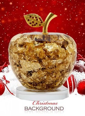 快速发货金箔水晶苹果摆件 福袋平安果圣诞节Q生日礼物客厅装饰品