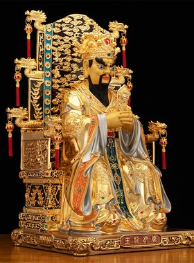 快速发货台湾纯铜鎏金镶s钻龙五爷神像家用供奉广济龙王菩萨像财