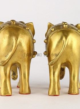 大号全黄铜吸水大象摆件一u对纯铜珠宝象直鼻弯鼻办公室展架装饰