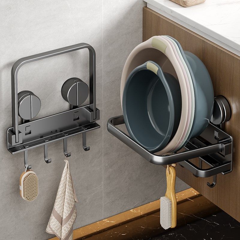 浴室吸盘脸盆架折叠m免打孔壁挂式卫生间收纳置物架厨房洗菜盆架,淘宝优惠券,粉丝福利购,淘宝优惠卷