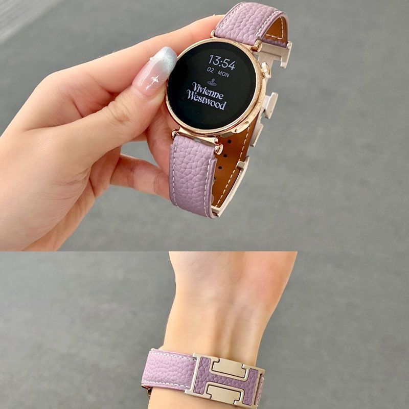 适用华为watch5/4/3pro荔枝纹真皮H扣表带GT6/GT5/GT4表带GT3/GT2 - 图1