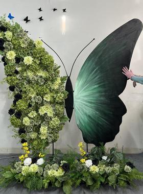 巨型蝴蝶仿真花工艺品摆件店铺商场美容店软装春天绿色大网红蝴蝶