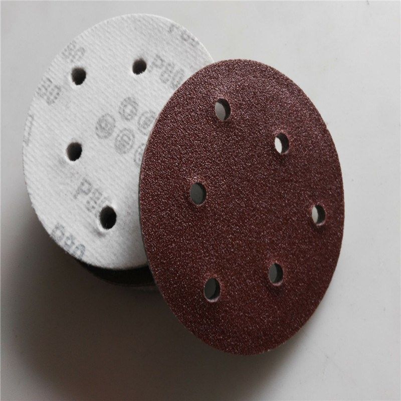 5寸6孔砂纸片干磨机红砂拉绒x片背绒片圆盘砂带孔植绒砂纸片125MM,淘宝优惠券,粉丝福利购,淘宝优惠卷
