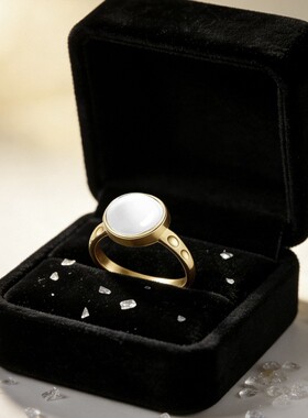 欧美小众设计镜面树脂闭口戒指女复古时尚轻奢叠戴指环跨境