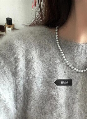 fever同款施家银灰色珍珠项链高级感轻奢气质网红颈链串珠锁骨链