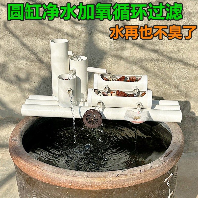 鱼缸过滤c氧气泵免换水多合一体玻璃假山瀑布式造景竹流水生财摆,淘宝优惠券,粉丝福利购,淘宝优惠卷