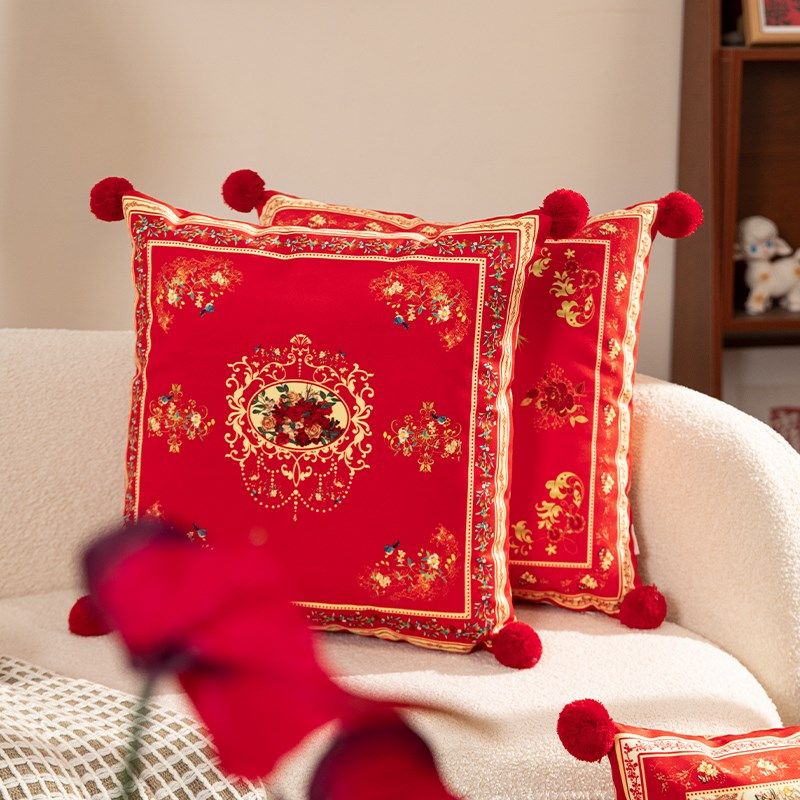 轻奢高级感美式抱枕客厅沙发高z颜值靠枕靠垫婚房布置红色床头枕,淘宝优惠券,粉丝福利购,淘宝优惠卷