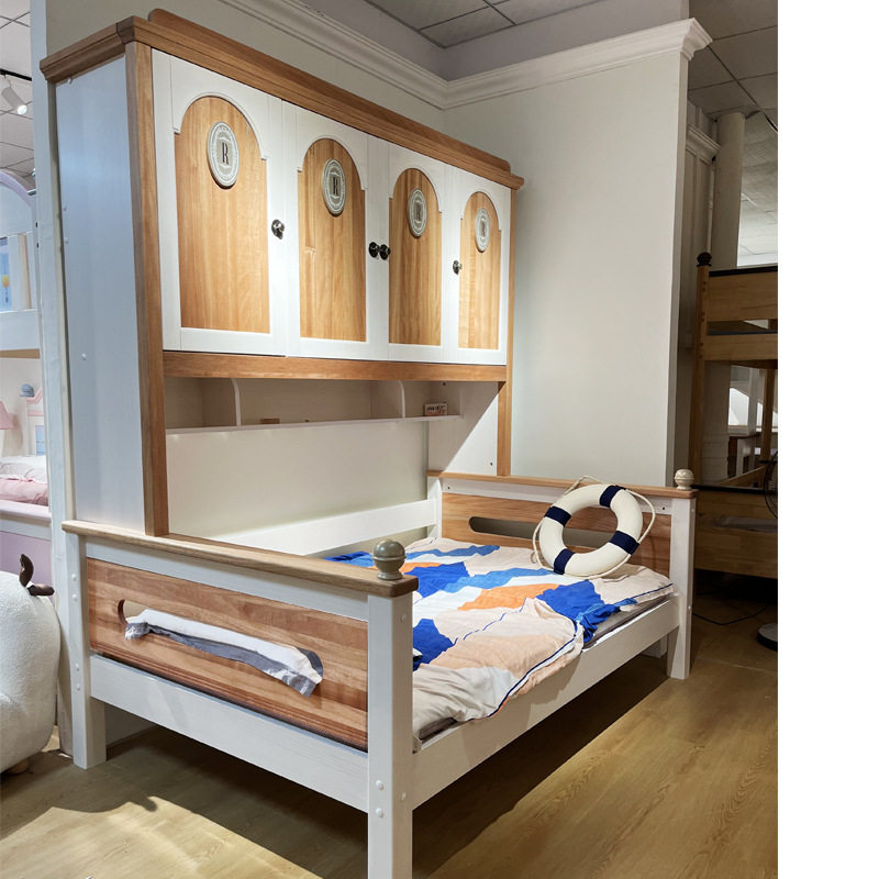 SLAAB836全实木儿童衣柜床一体床柜储物小户型省空间高箱床卧室家,淘宝优惠券,粉丝福利购,淘宝优惠卷
