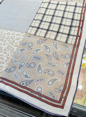 四宫格腰果羊绒围巾女秋冬季时尚100%水溶羊毛围巾保暖披肩大方巾