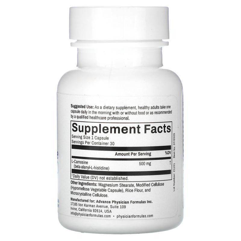 Advance Physician Formulas, Inc.,L-肌肽，500 毫克，30 粒素食 - 图0