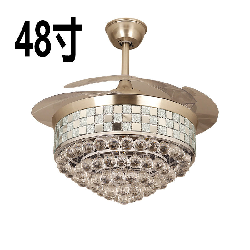 北欧水晶隐形吊扇灯餐厅客厅风扇灯豪华家用现代带灯电风扇吊灯,淘宝优惠券,粉丝福利购,淘宝优惠卷