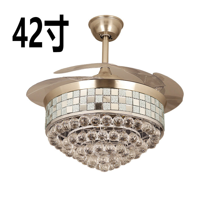 北欧水晶隐形吊扇灯餐厅客厅风扇灯豪华家用现代带灯电风扇吊灯,淘宝优惠券,粉丝福利购,淘宝优惠卷