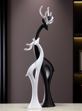 创意鹿玄关柜入户正对门摆件w高级感屏风隔断竖高细长艺术乔迁装