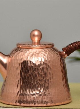 中式纯紫铜加厚小铜壶手工v泡茶壶茶具茶几餐桌中式样板房书架饰