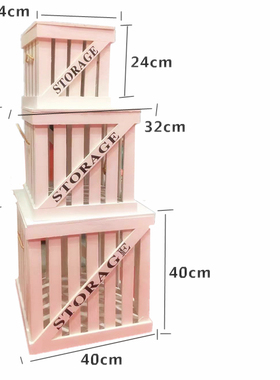 森系婚庆道具实i木箱收纳框储物箱复古做旧木框摆件婚礼舞台装饰