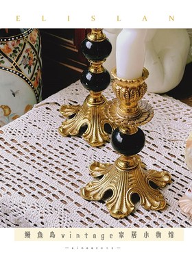 特价欧式复古纯铜雕花烛u台亚克力法式蜡烛全铜家居摆件餐桌装饰