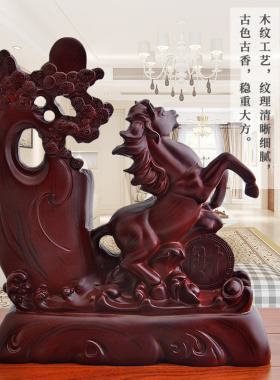 木纹中式笔筒复古中国风马办公室桌面摆件L高档商务礼品工艺品摆