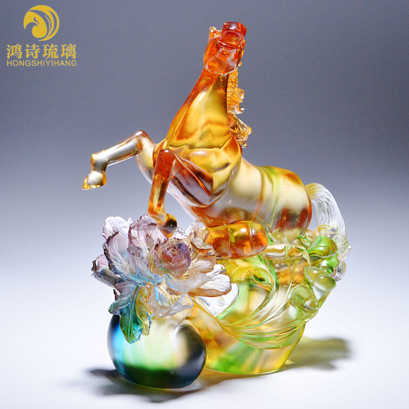 琉璃马工艺品办公室桌p面摆件升职礼物送领导生日礼物男士实用高