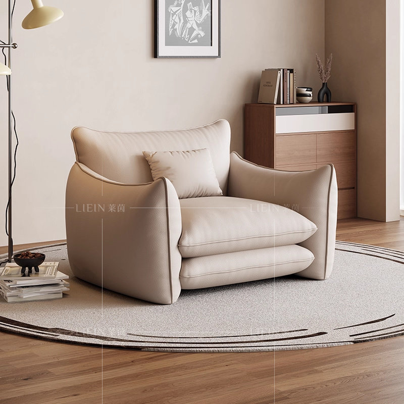 意式极简头层牛真皮沙发椅单人位客厅小户型皮艺沙发简约现代家用,淘宝优惠券,粉丝福利购,淘宝优惠卷