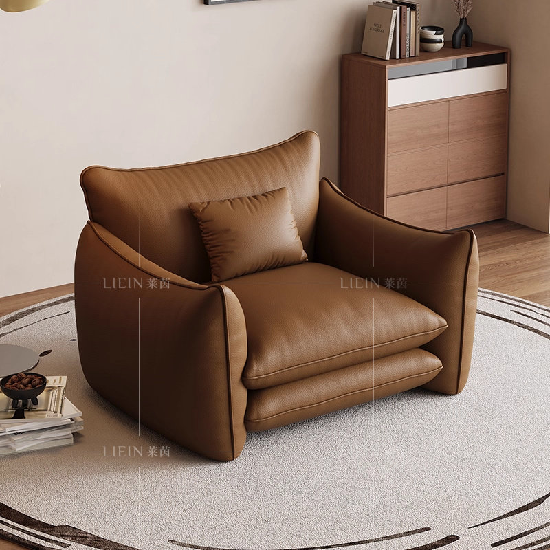 意式极简头层牛真皮沙发椅单人位客厅小户型皮艺沙发简约现代家用,淘宝优惠券,粉丝福利购,淘宝优惠卷
