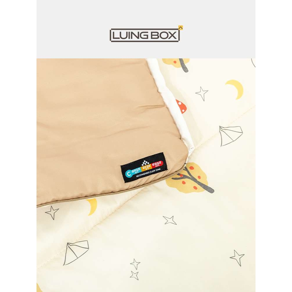 Luingbox露营盒子户外儿童睡袋孩童冬季加厚防寒被子两用隔脏办公 - 图2