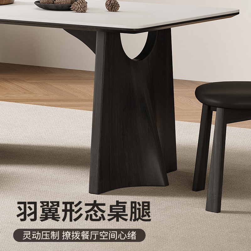 实木岩板餐桌意式极简2026新款复古哑光小户型长方形侘寂风餐桌椅,淘宝优惠券,粉丝福利购,淘宝优惠卷