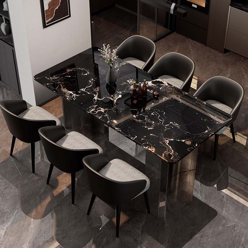 黑玫瑰轻奢石纹天然大理石餐桌椅组合2026新款长方形家用吃饭桌子,淘宝优惠券,粉丝福利购,淘宝优惠卷
