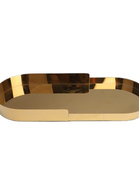 轻奢不锈钢托盘摆样板房售楼部家居桌面创意长方R形托盘收纳装饰